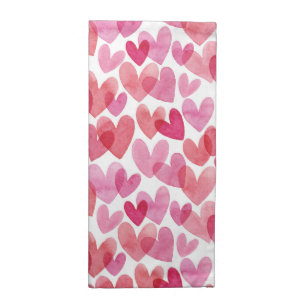 Watercolor Heart Pattern Cloth Napkin