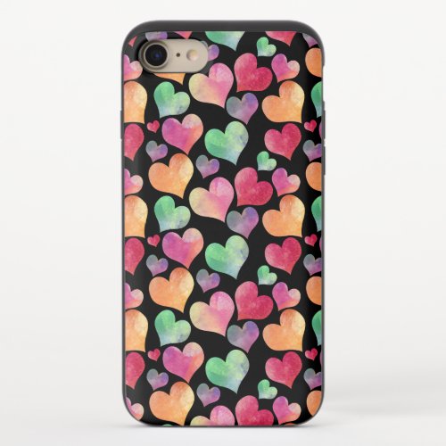 Watercolor Heart Pattern Cute Girly Colorful iPhone 87 Slider Case