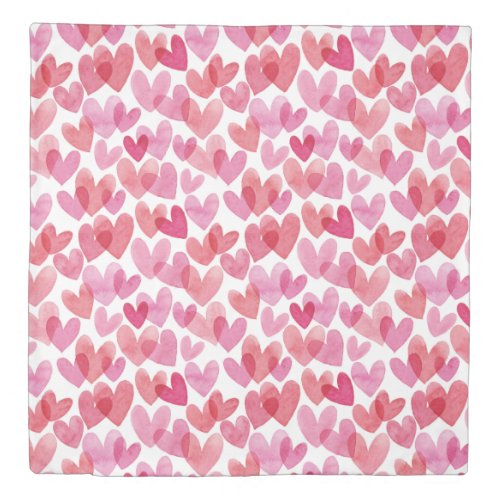 Watercolor Heart Pattern Duvet Cover