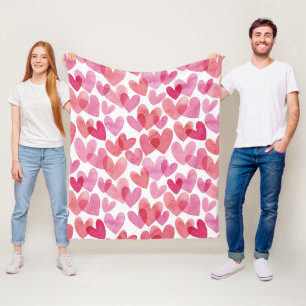Watercolor Heart Pattern Fleece Blanket