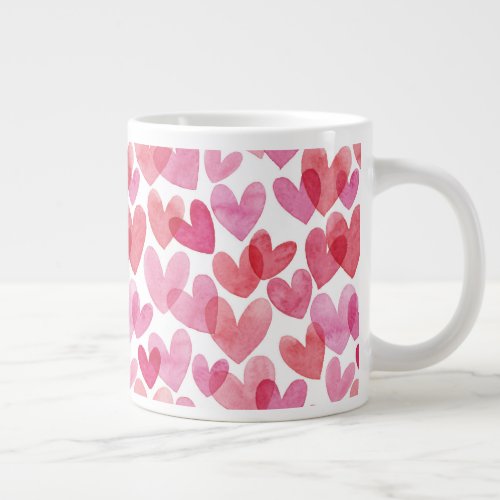 Watercolor Heart Pattern Giant Coffee Mug