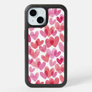 Watercolor Heart Pattern iPhone 15 Case