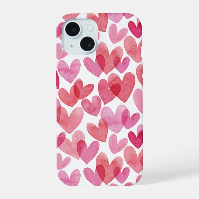 Watercolor Heart Pattern Iphone Case (Back)