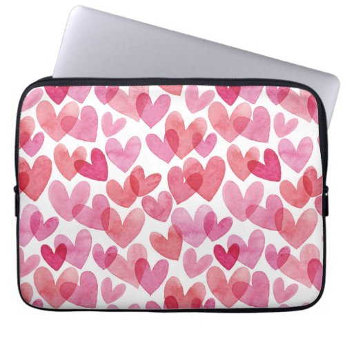 Watercolor Heart Pattern Laptop Sleeve