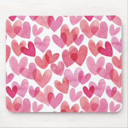 Watercolor Heart Pattern Mouse Pad