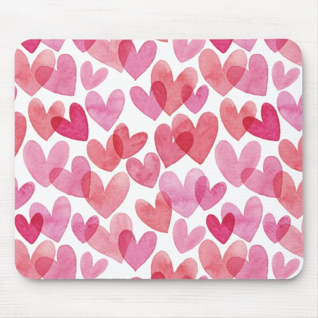 Watercolor Heart Pattern Mouse Pad (Front)