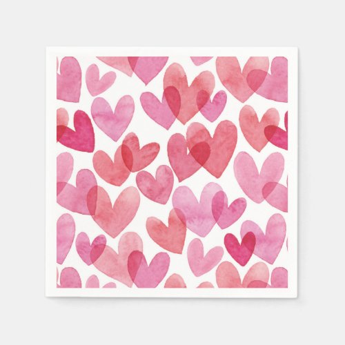 Watercolor Heart Pattern Napkins