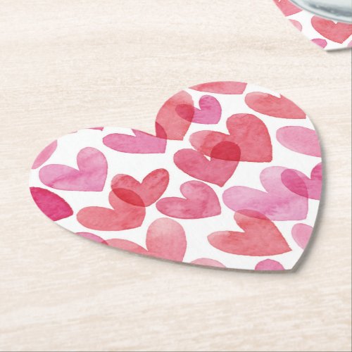 Watercolor Heart Pattern Paper Coaster