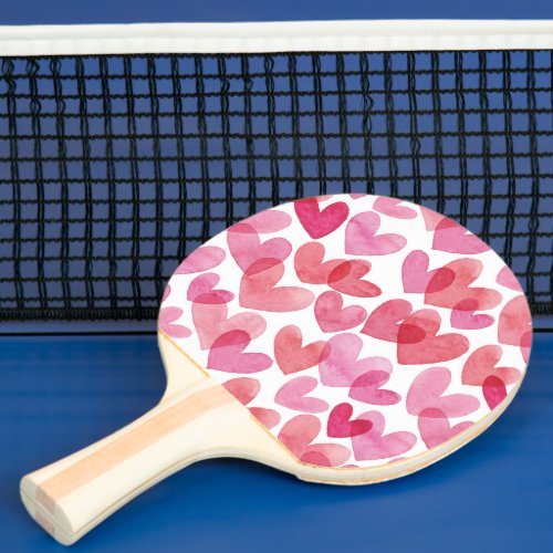 Watercolor Heart Pattern Ping Pong Paddle