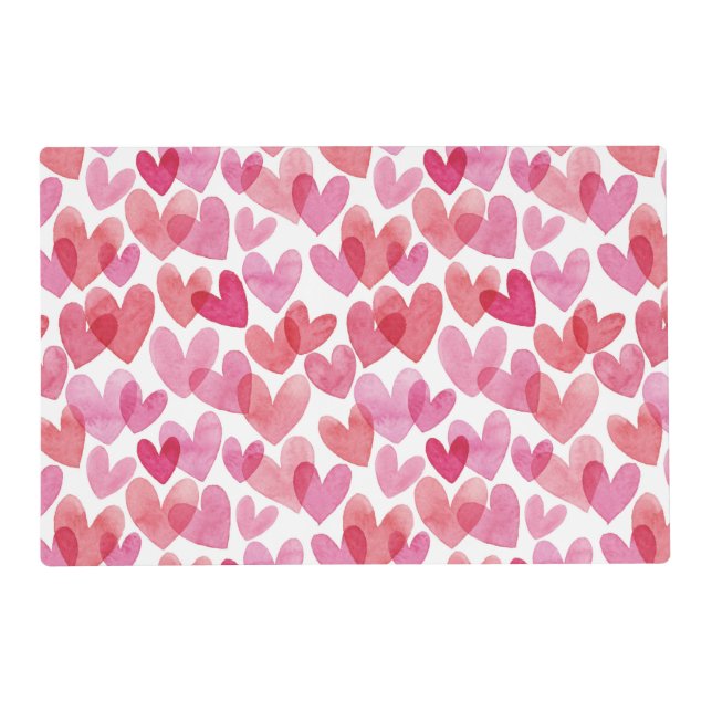 Watercolor Heart Pattern Placemat (Front)