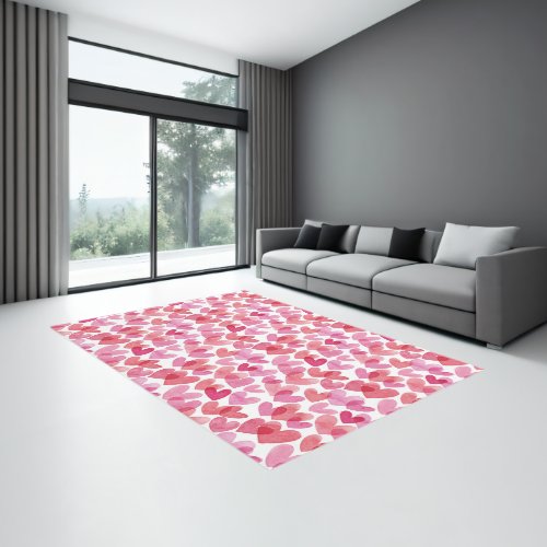 Watercolor Heart Pattern Rug