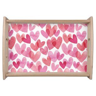 Watercolor Heart Pattern Serving Tray