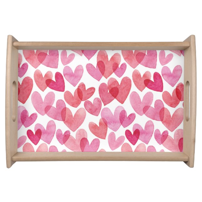 Watercolor Heart Pattern Serving Tray (Front)
