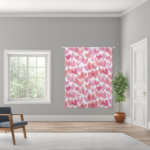 Watercolor Heart Pattern Sheer Curtains