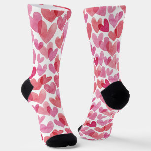 Watercolor Heart Pattern Socks