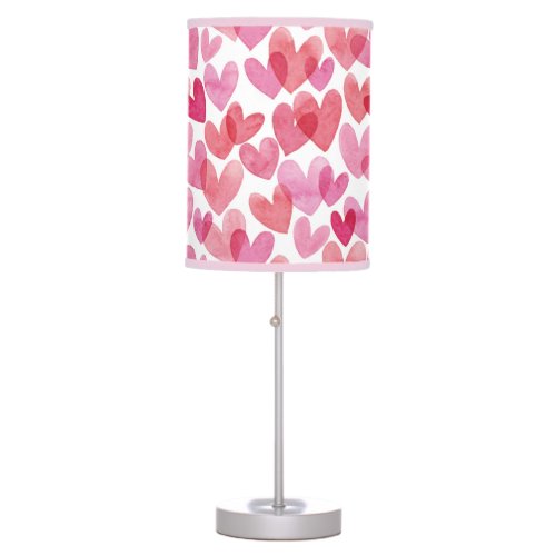 Watercolor Heart Pattern Table Lamp