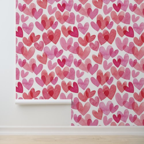 Watercolor Heart Pattern Wallpaper