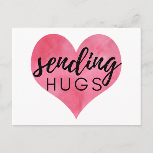 Watercolor Heart Sending Hugs Postcard