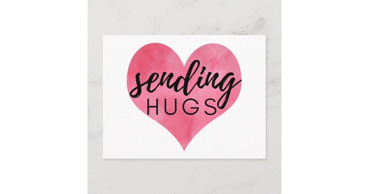 Watercolor Heart Sending Hugs Postcard | Zazzle