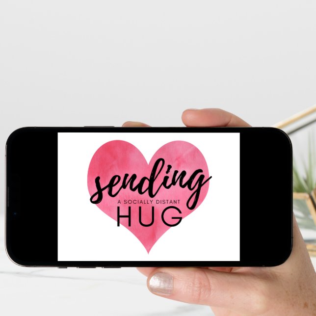 Watercolor Heart Social Distancing Hug Card (Front Digital)