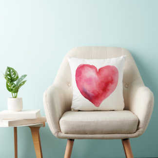 Watercolor Heart Throw Pillow