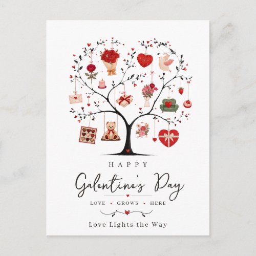 Watercolor Heart Tree Galentine  Postcard