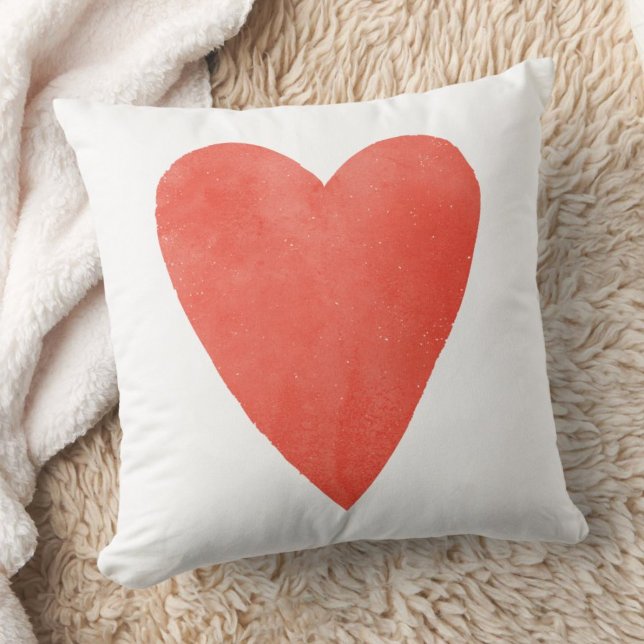 Watercolor Heart Valentine Pillow - Red (Creator Uploaded)