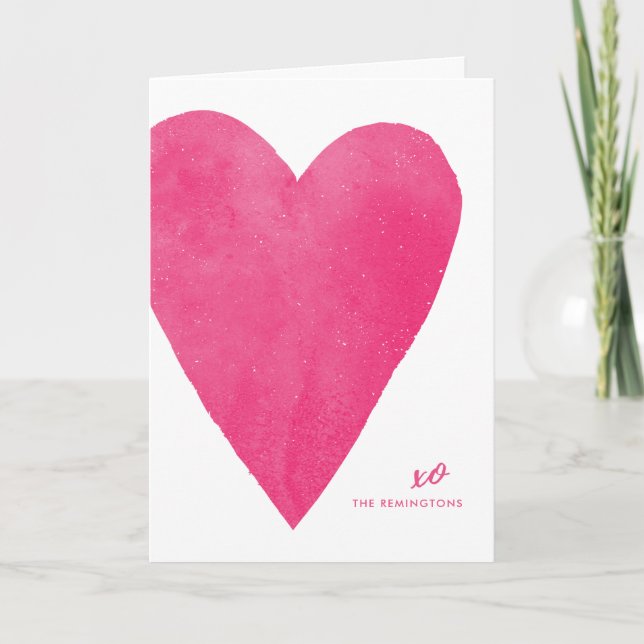 Watercolor Heart Valentine's Day Card - Pink (Front)