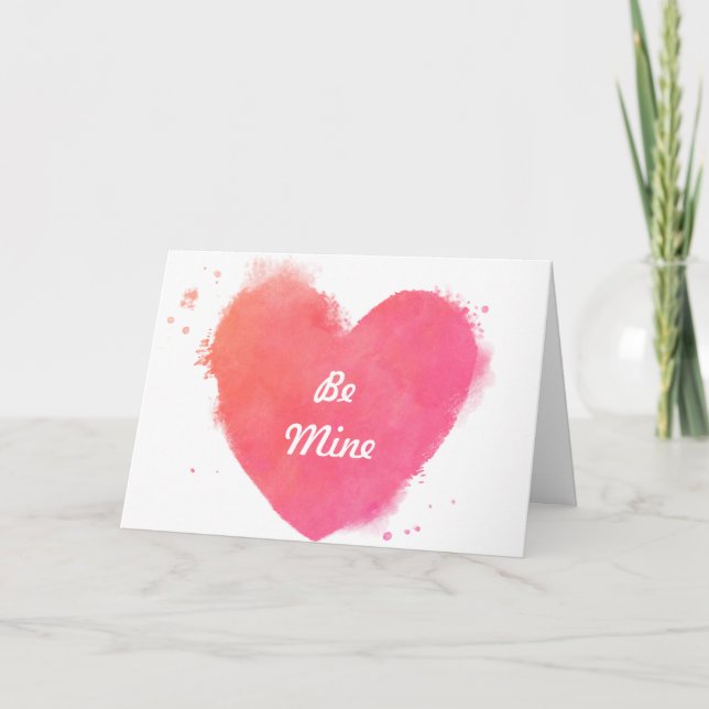 Watercolor Heart Valentine's Day Holiday Card (Front)