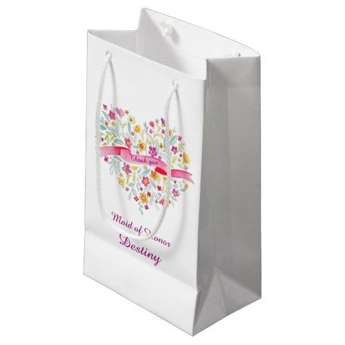 Watercolor heart wedding bridesmaid gift favor bag