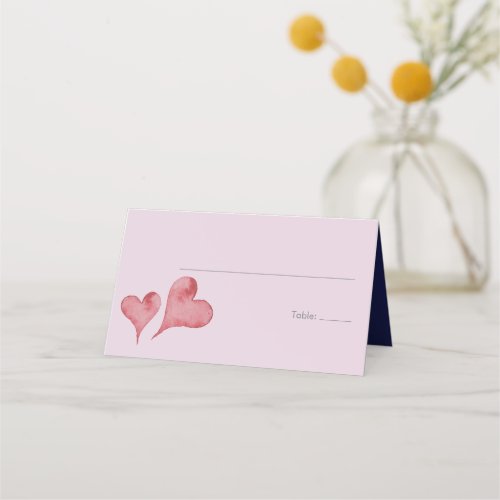 Watercolor Heart Wedding Place Card