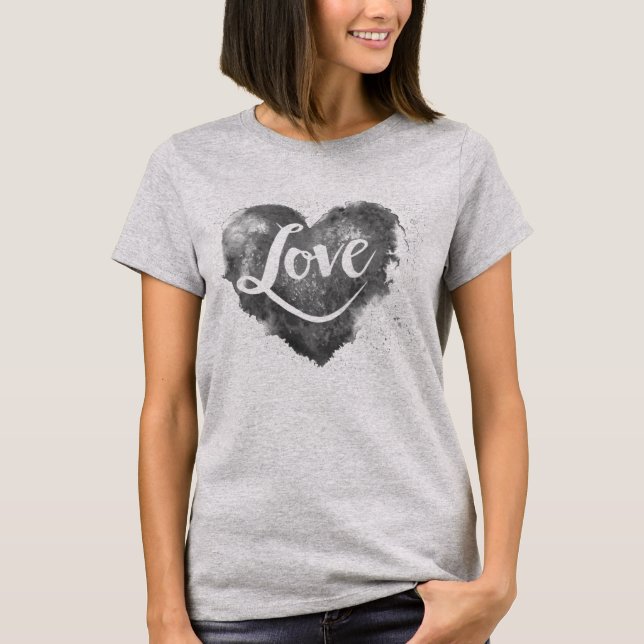 Watercolor Heart with Love T-Shirt (Front)