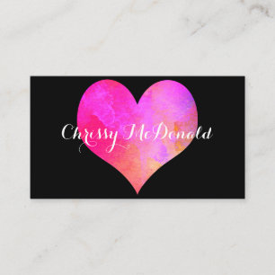 Watercolor Heart with Personalized Information Business Card