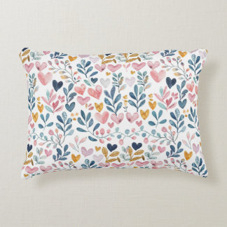 Watercolor Hearts Accent Pillow