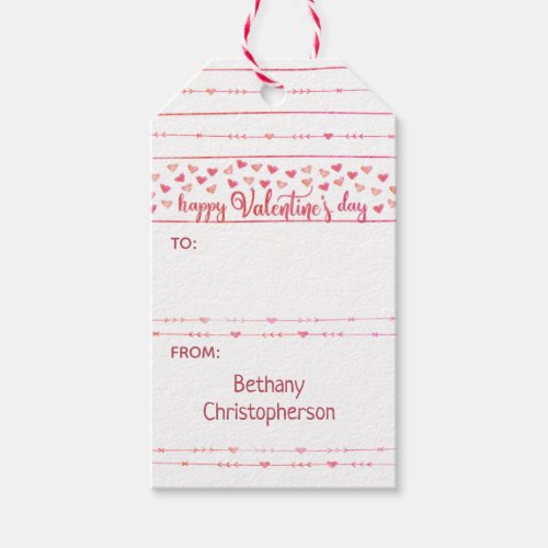Watercolor Hearts and Arrows Valentine Gift Tags