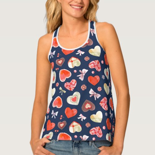 Watercolor Hearts and Bows  Tank Top