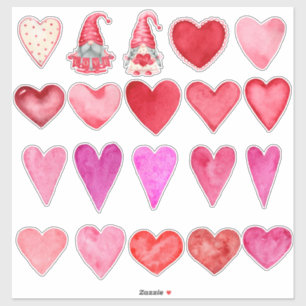 Watercolor Hearts and Two Gnomes Sticker