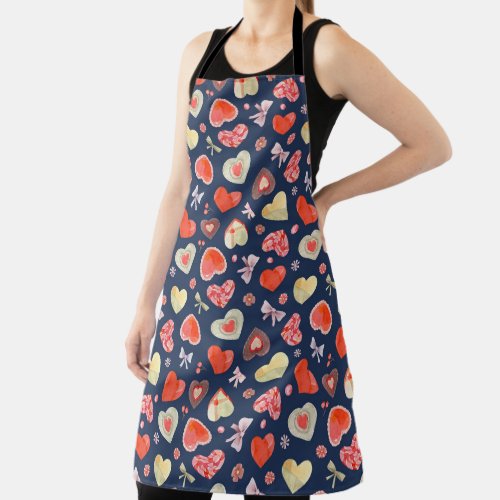 Watercolor Hearts  Apron