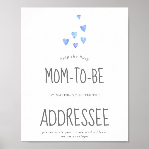 Watercolor Hearts Baby Boy Address an Envelope Poster