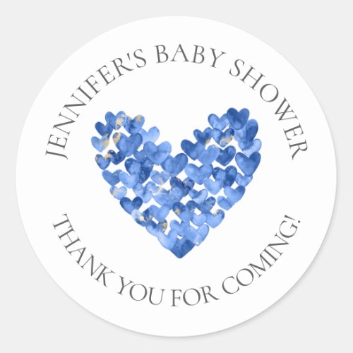 Watercolor Hearts Baby Shower Favor Sticker