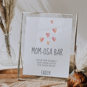 Watercolor Hearts Baby Shower Mom-osa Bar Sign