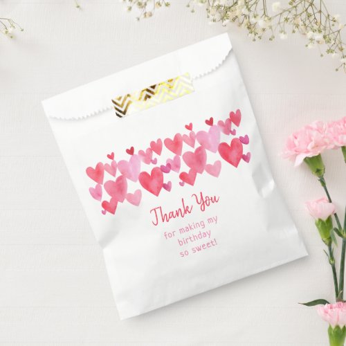 Watercolor Hearts Birthday Favor Bag