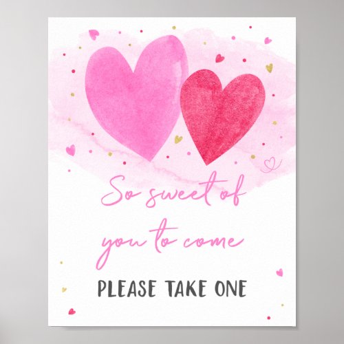 Watercolor Hearts Birthday Favor Sign