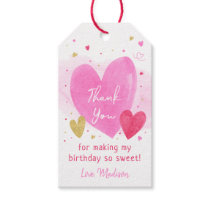 Watercolor Hearts Birthday Gift Tags