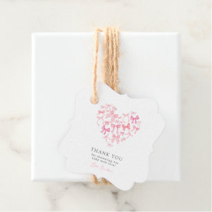 Watercolor Hearts Bow Baby Shower guest thank you  Favor Tags
