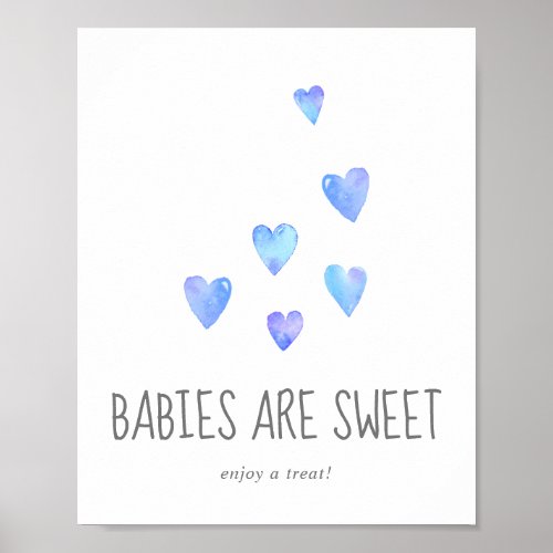 Watercolor Hearts Boy Babies are Sweet Treat Sign