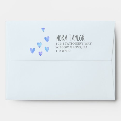 Watercolor Hearts Boy Baby Shower Envelope
