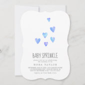 Watercolor Hearts Boy Baby Sprinkle Invitation (Front)