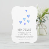 Watercolor Hearts Boy Baby Sprinkle Invitation (Standing Front)