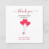 Watercolor Hearts Bridal shower Thank you